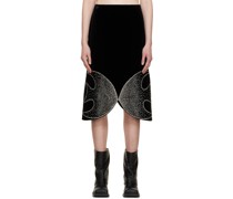 Black Crystal-Cut Midi Skirt