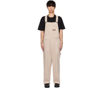 Beige Embroidered Overalls