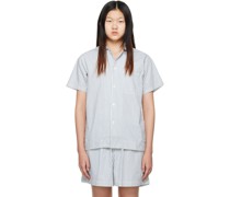 Blue & White Oversized Pyjama Shirt
