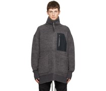 Gray Zip Cardigan