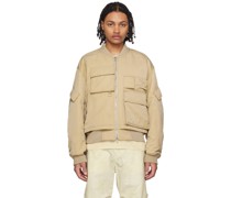 Beige Layered Bomber Jacket