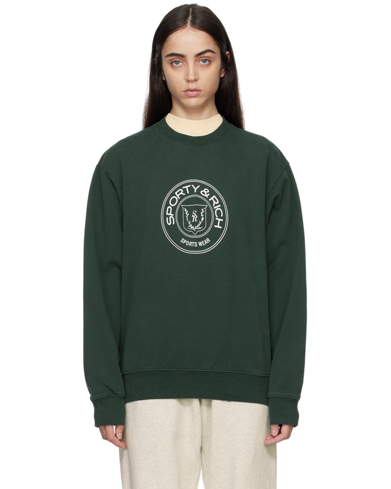 SPORTY & RICH Damen Green Printed Sweatshirt