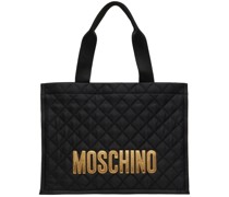 Black Quilted Logo Tote