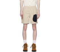 Beige Zip Pocket Shorts