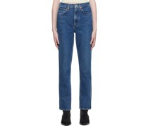 Blue High Rise Stovepipe Jeans