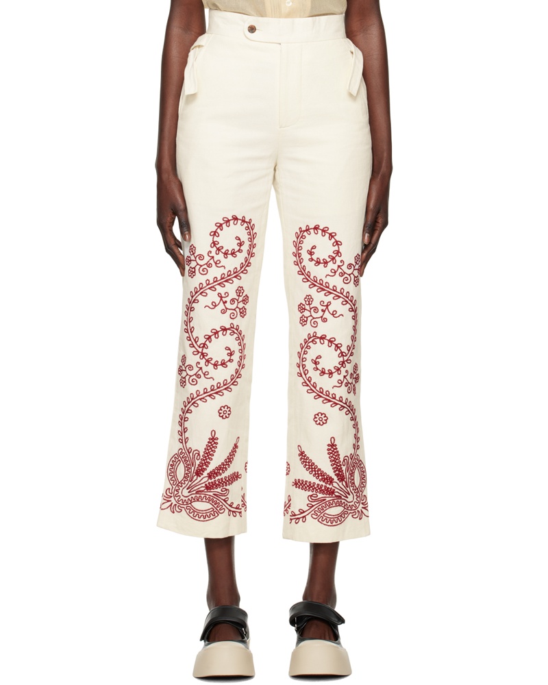 BODE Damen White Pilea Trousers