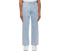 Blue Two-Tone Deconstructed Jeans