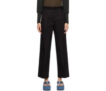 Black Frill Tuck Trousers