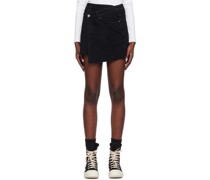 Black Rap Denim Miniskirt