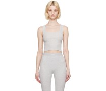 Gray Cotton Rib Crop Tank Top