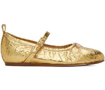 Gold Pleated Ballerina Flats