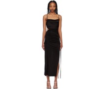 Black Ariel Asymmetrical Maxi Dress