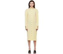 Yellow Polyester Midi Dress