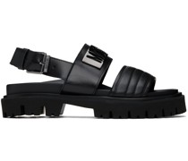 Black Maxi Logo Plate Calfskin Sandals