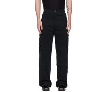 Black Elasticized Cargo Pants