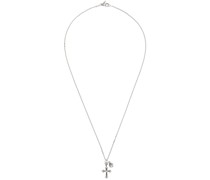 Silver Pearl & Cross Pendant Necklace