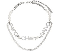 Silver Pearl Diamond Necklace