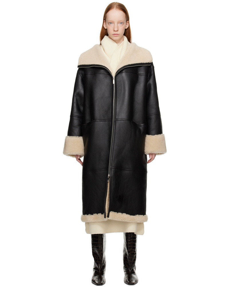 Totême Damen Black Signature Shearling Coat