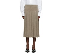 Taupe Pleated Midi Skirt