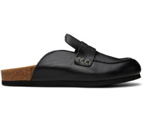 Black Leather Mule Loafers