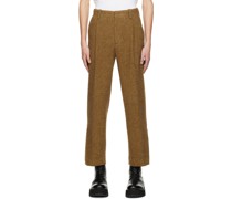 Brown Pleated Wide Trousers