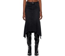 Black Nyda Denim Midi Skirt
