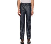 Navy YASPIS Edition Faux-Leather Trousers