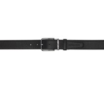 Black Pebbled Leather Reversible Belt