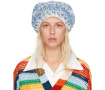 Blue & Off-White Ribbed Beanie