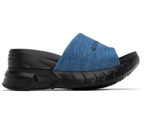 Black & Blue Marshmallow Heeled Sandals