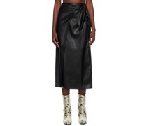 Black Amas Vegan Leather Midi Skirt
