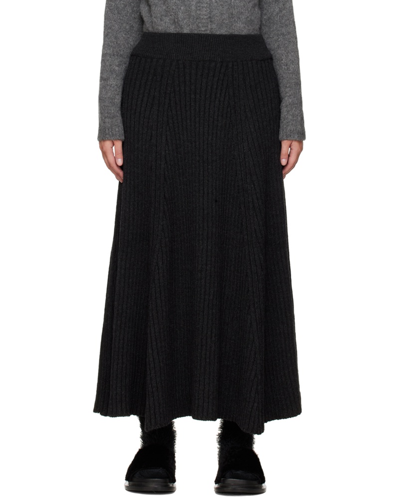 CORDERA Damen Gray Flared Maxi Skirt