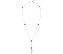 Gold & Green Rosary Necklace