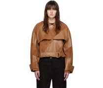 Brown Blossom Leather Jacket
