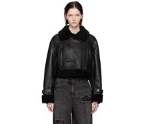 Black Cropped Shearling Jacket