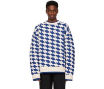 Blue & White Tenit Sweater