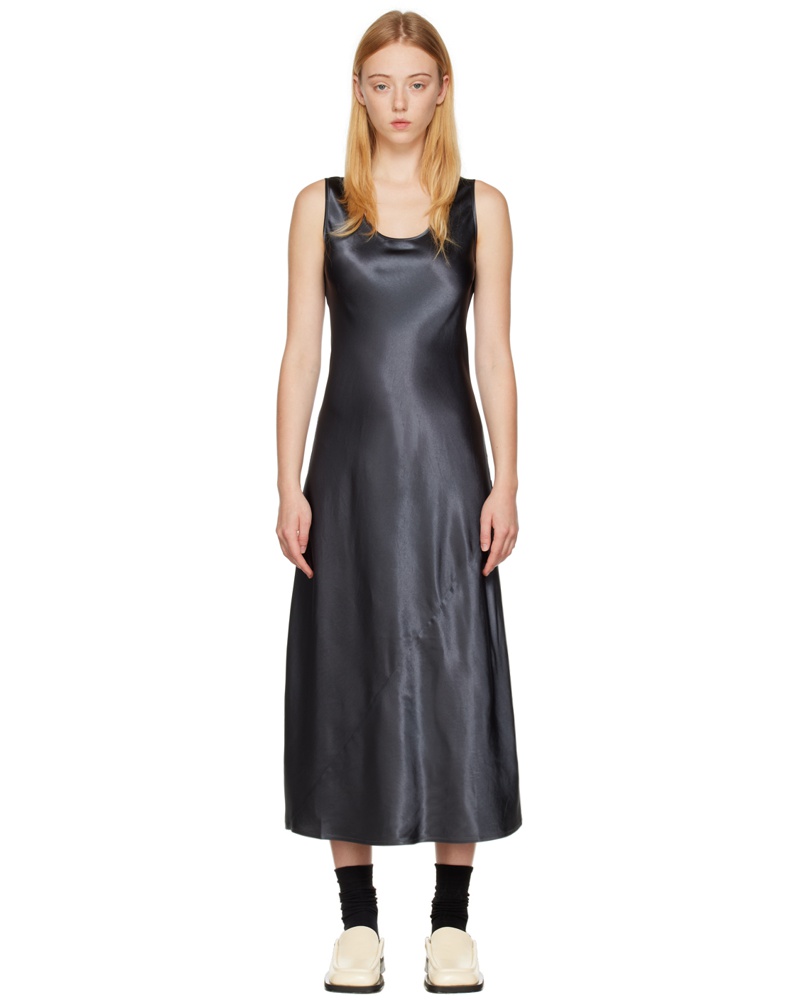 Max Mara Damen Gray Scoop Neck Midi Dress