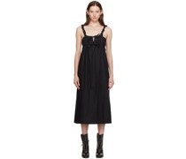 Black 'The Ruched Tie' Midi Dress