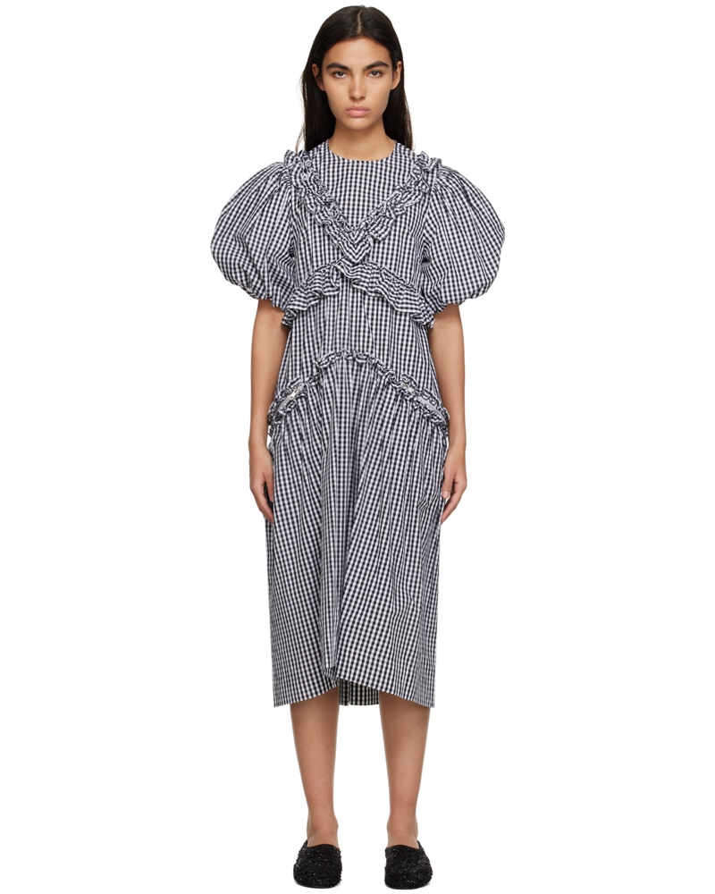 Simone Rocha Damen Black & White Ruffle Midi Dress