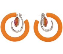 Silver & Orange Marshmallow Hoop Earrings