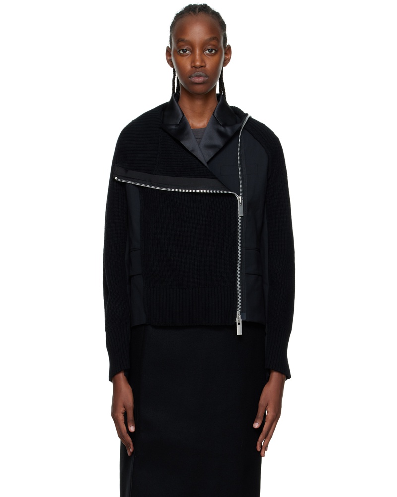 Sacai Damen Black Paneled Blazer