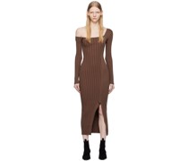 Brown Asymmetric Midi Dress