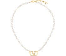 White & Gold VLogo Signature Necklace