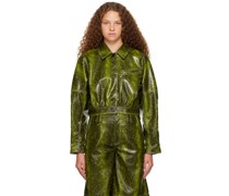 Green Snake Faux-Leather Jacket