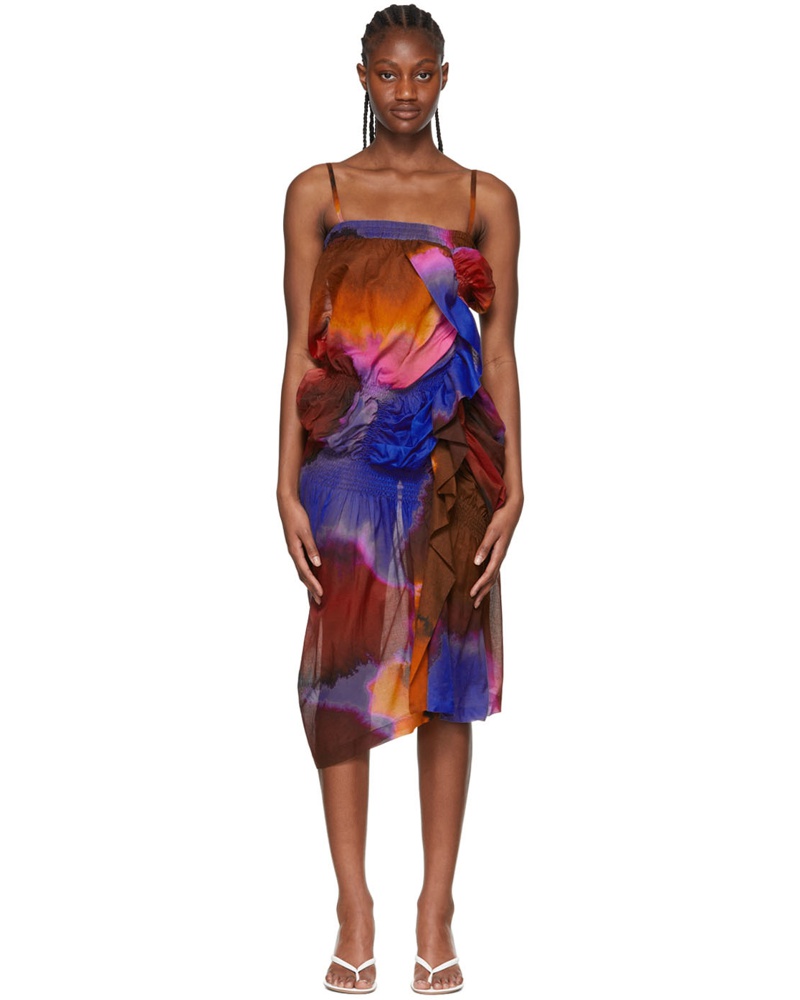 Dries van Noten Damen Blue Cotton Midi Dress