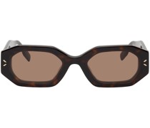 Brown Acetate Geometrical Sunglasses