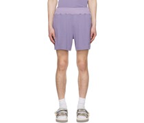 Purple Mock-Fly Shorts