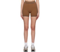 Brown Checked Out Shorts