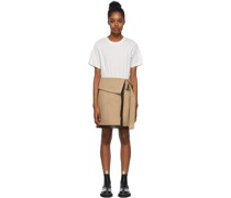 White & Tan T-Shirt Combo Dress