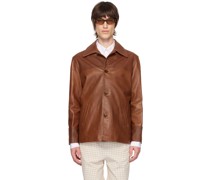 Brown 'La Veste Cuir Grainé' Leather Jacket
